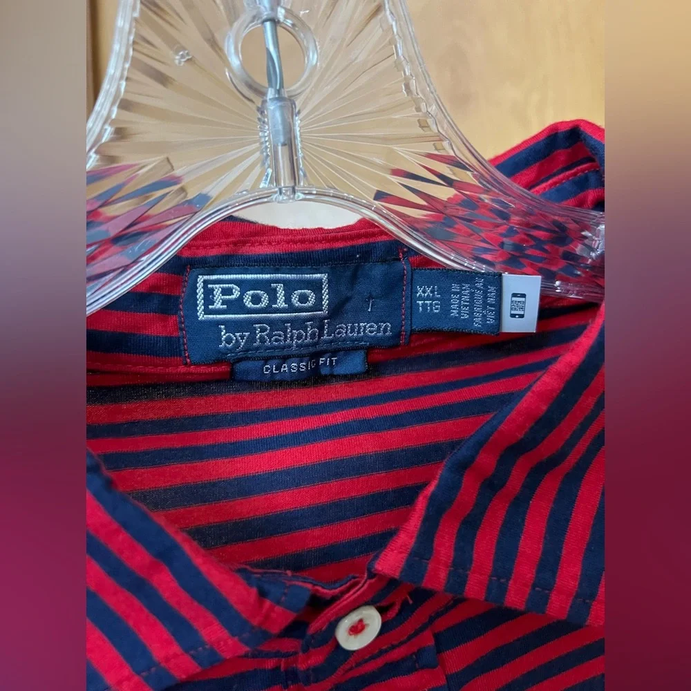 Polo Ralph Lauren Men’s Striped Casual Polo Shirt Size XXL NWT Red and Navy - Picture 7 of 12